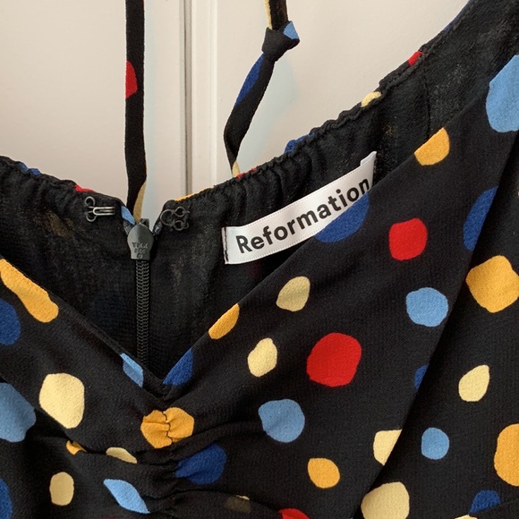 Reformation Black Polka Dot Mabille Dress - Picture 3 of 6